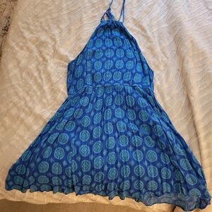 Forever 21 Blue Patterned Halter Dress